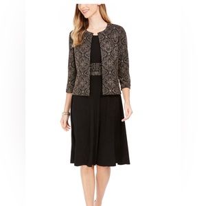 JESSICA HOWARD Womens Black Long Sleeve Midi Shift Dress Petites 8P. NWOT
